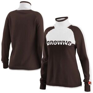 Cleveland Browns NFL Football Turtleneck Sweater White Stripe Brown M NWT